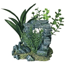 Exotic Environments Rock Arch Aquarium Ornament with Plants